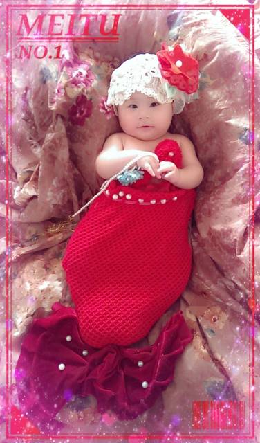 用围巾给宝宝做美人鱼的裙子